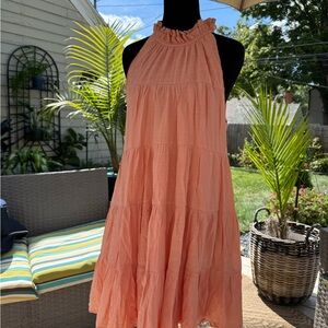 Vici Coral Halter Neck Tiered Dress
